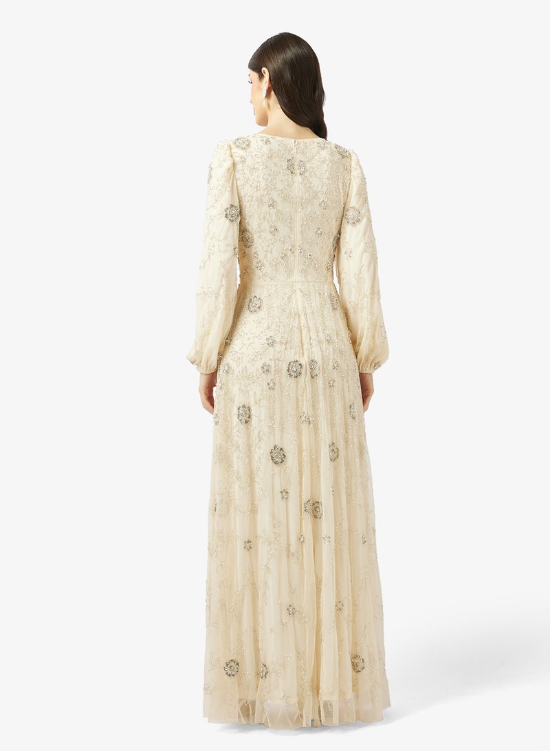 MARYISA Embellished Puff Sleeve Maxi Dress - Image 2
